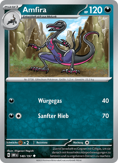 Amfira 140/197 Obsidianflammen Pokémon Karte