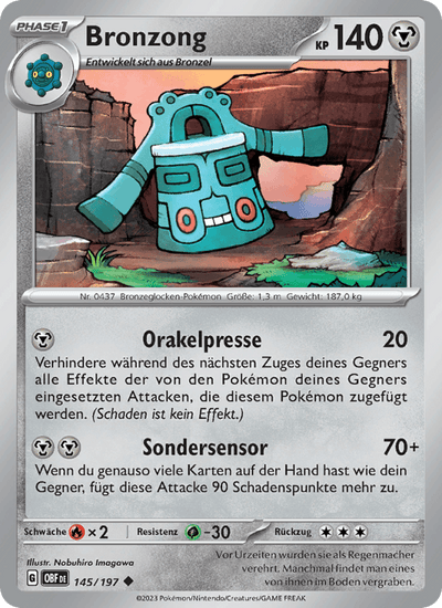 Bronzong 145/197 Obsidianflammen Pokémon Karte