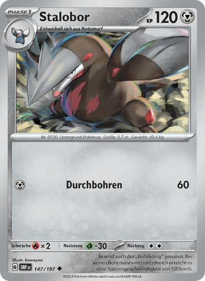 Stalobor 147/197 Obsidianflammen Pokémon Karte