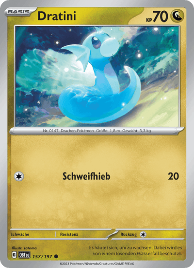 Dratini 157/197 Obsidianflammen Pokémon Karte