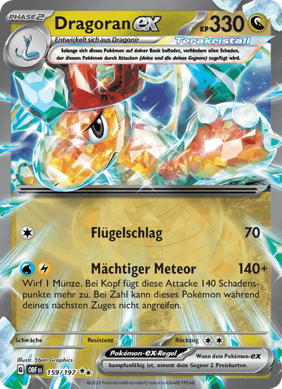 Dragoran-ex 159/197 Obsidianflammen Pokémon Karte