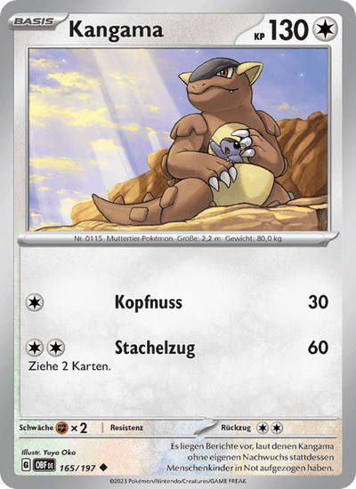 Kangama 165/197 Obsidianflammen Pokémon Karte