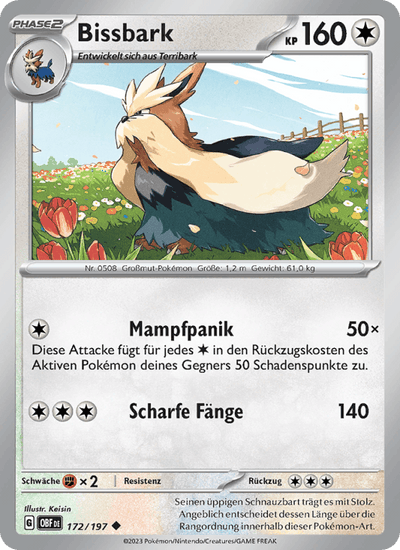 Bissbark 172/197 Obsidianflammen Pokémon Karte