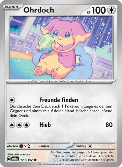 Ohrdoch 173/197 Obsidianflammen Pokémon Karte