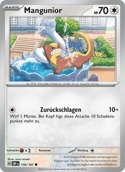 Mangunior 176/197 Obsidianflammen Pokémon Karte