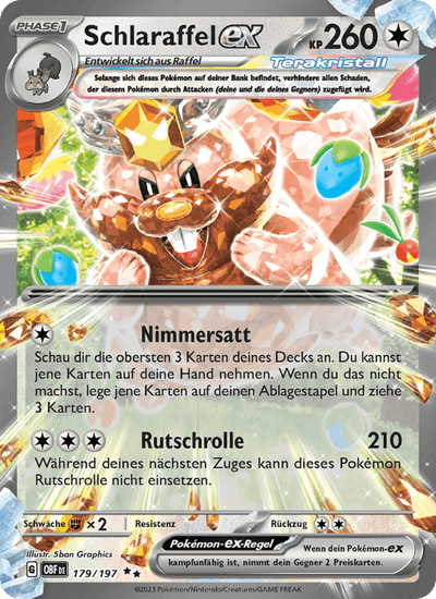 Schlaraffel-ex 179/197 Obsidianflammen Pokémon Karte