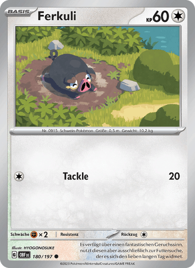 Ferkuli 180/197 Obsidianflammen Pokémon Karte
