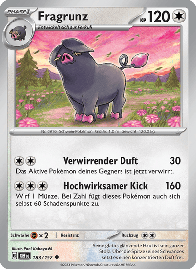Fragrunz 183/197 Obsidianflammen Pokémon Karte