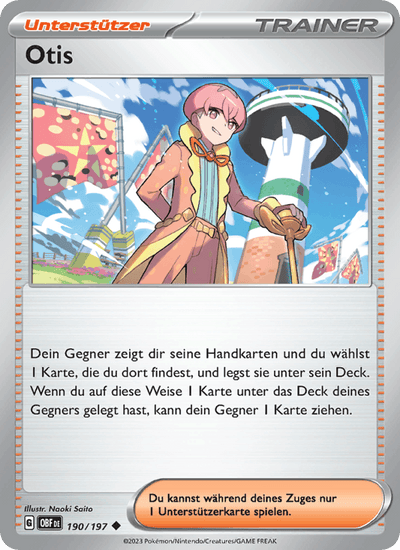 Otis 190/197 Obsidianflammen Pokémon Karte