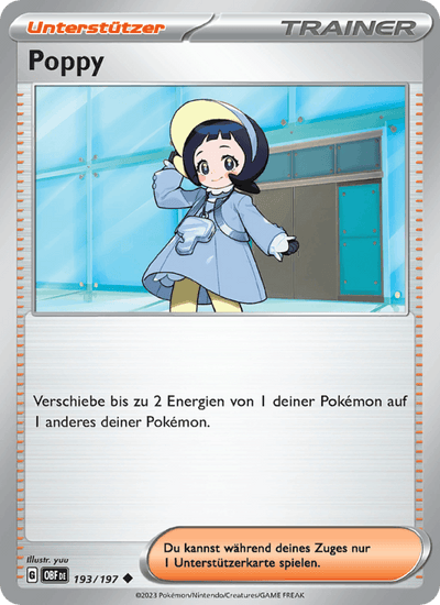 Poppy 193/197 Obsidianflammen Pokémon Karte