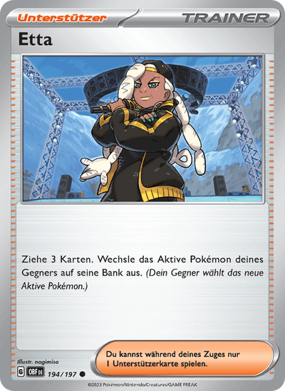 Etta 194/197 Obsidianflammen Pokémon Karte