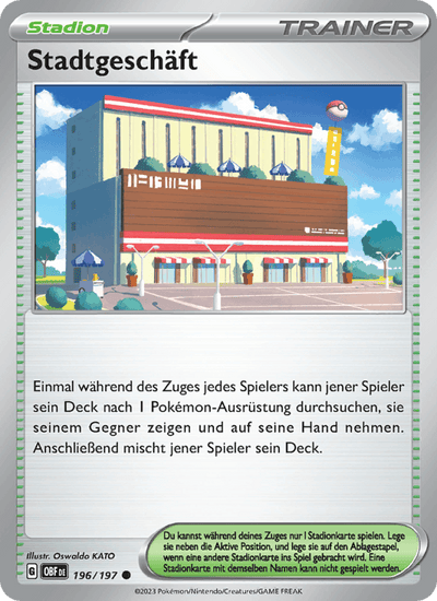 Stadtgeschäft 196/197 Obsidianflammen Pokémon Karte