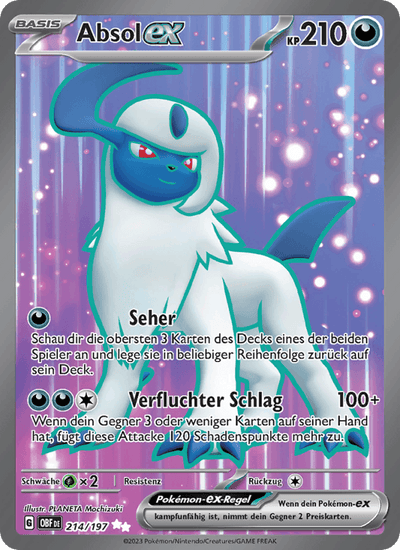 Absol-ex 214/197 Obsidianflammen Pokémon Karte