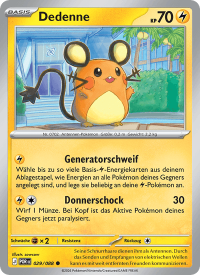 Dedenne 029/088 Optimale Ordnung Pokémon Karte