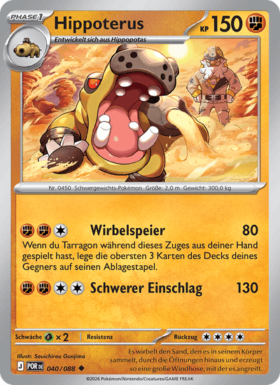 Hippoterus 040/088 Optimale Ordnung Pokémon Karte