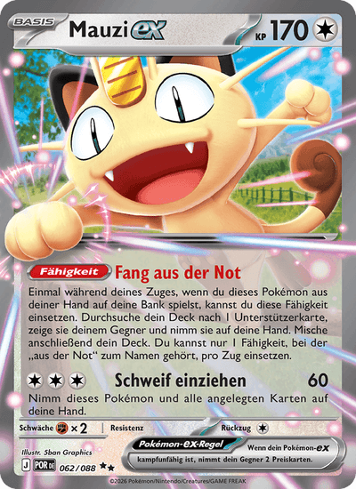 Mauzi-ex 062/088 Optimale Ordnung Pokémon Karte