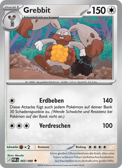 Grebbit 065/088 Optimale Ordnung Pokémon Karte