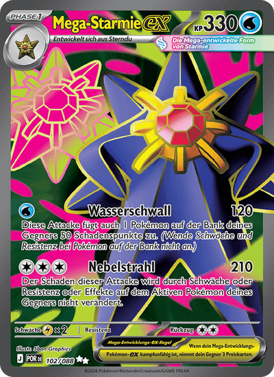 Mega-Starmie-ex 102/088 Optimale Ordnung Pokémon Karte