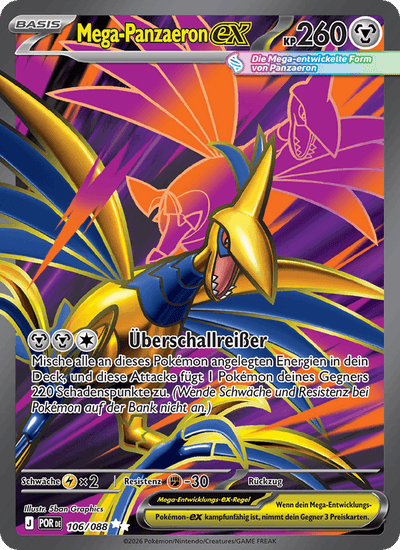 Mega-Panzaeron-ex 106/088 Optimale Ordnung Pokémon Karte