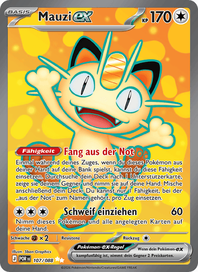 Mauzi-ex 107/088 Optimale Ordnung Pokémon Karte