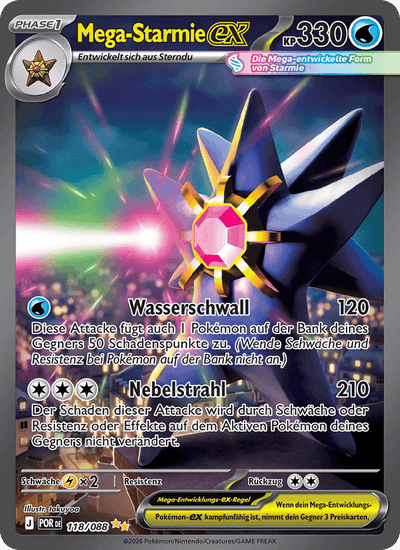 Mega-Starmie-ex 118/088 Optimale Ordnung Pokémon Karte