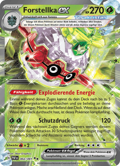 Forstellka-ex 002/091 Paldeas Schicksale Pokémon Karte