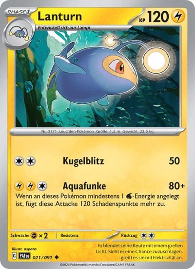 Lanturn 021/091 Paldeas Schicksale Pokémon Karte
