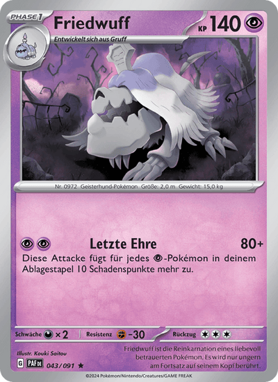 Friedwuff 043/091 Paldeas Schicksale Pokémon Karte
