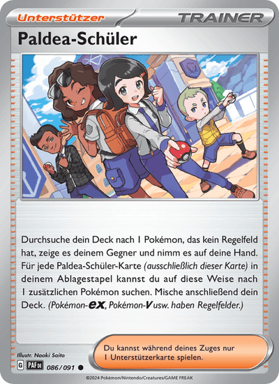Paldea-Schüler 086/091 Paldeas Schicksale Pokémon Karte
