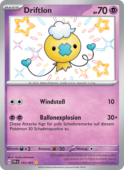 Driftlon 155/091 Paldeas Schicksale Pokémon Karte