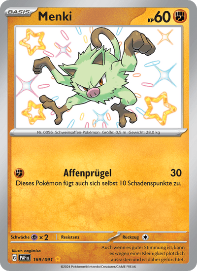 Menki 169/091 Paldeas Schicksale Pokémon Karte