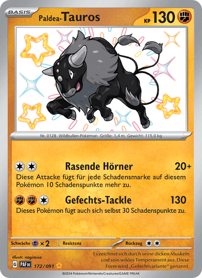 Paldea-Tauros 172/091 Paldeas Schicksale Pokémon Karte