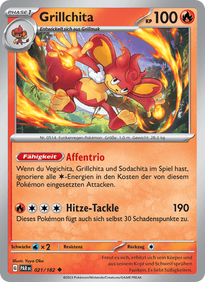 Grillchita 021/182 Paradoxrift Pokémon Karte