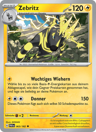 Zebritz 063/182 Paradoxrift Pokémon Karte