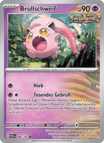 Brüllschweif 086/182 Paradoxrift Pokémon Karte