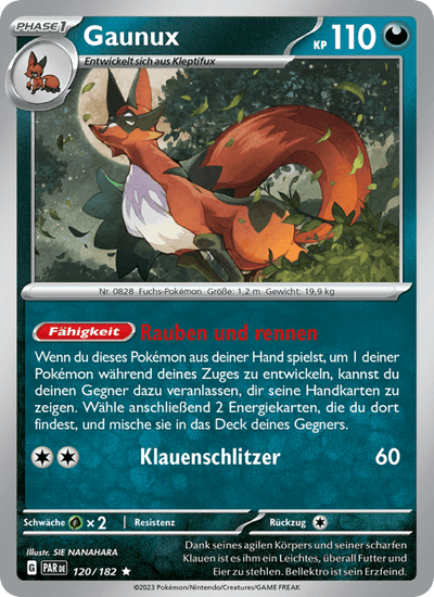 Gaunux 120/182 Paradoxrift Pokémon Karte