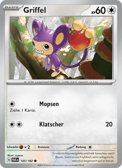 Griffel 145/182 Paradoxrift Pokémon Karte