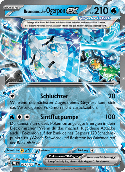 Brunnenmaske-Ogerpon-ex 027/131 Prismatische Entwicklungen Pokémon Karte