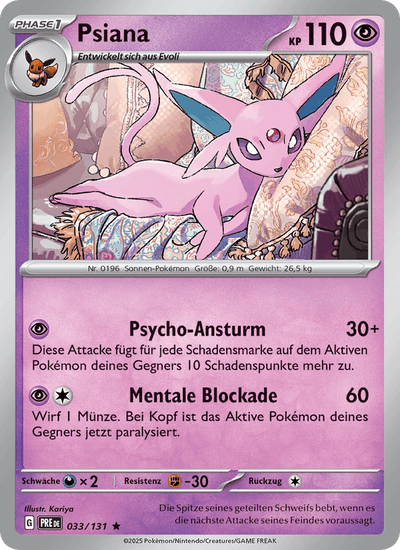 Psiana 033/131 Prismatische Entwicklungen Pokémon Karte