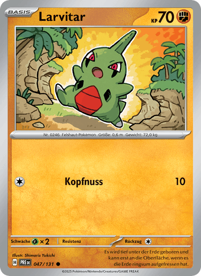 Larvitar 047/131 Prismatische Entwicklungen Pokémon Karte
