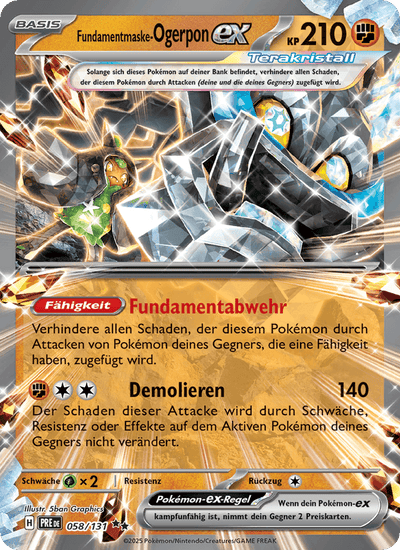 Fundamentmaske-Ogerpon-ex 058/131 Prismatische Entwicklungen Pokémon Karte