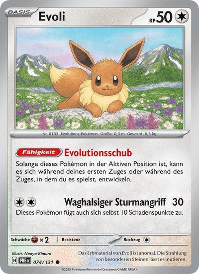 Evoli 074/131 Prismatische Entwicklungen Pokémon Karte