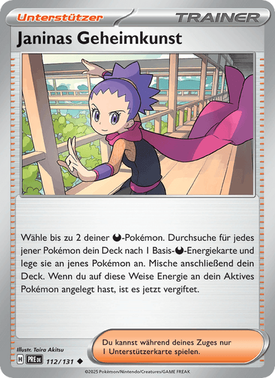 Janinas Geheimkunst 112/131 Prismatische Entwicklungen Pokémon Karte