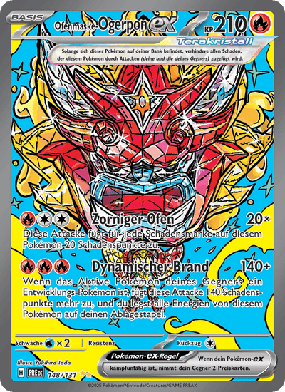Ofenmaske-Ogerpon-ex 148/131 Prismatische Entwicklungen Pokémon Karte