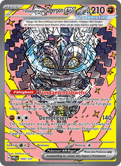 Fundamentmaske-Ogerpon-ex 160/131 Prismatische Entwicklungen Pokémon Karte