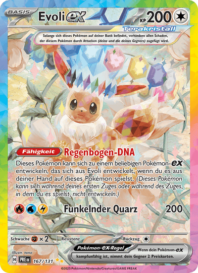 Evoli-ex 167/131 Prismatische Entwicklungen Pokémon Karte