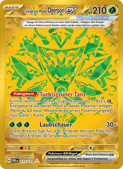 Türkisgrüne-Maske-Ogerpon-ex 177/131 Prismatische Entwicklungen Pokémon Karte