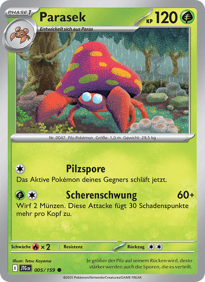 Parasek 005/159 Reisegefährten Pokémon Karte