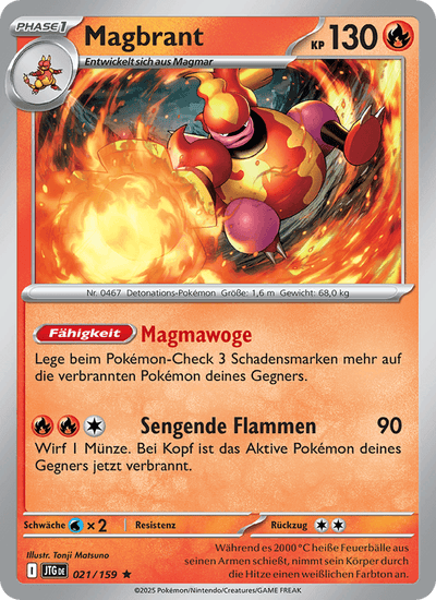 Magbrant 021/159 Reisegefährten Pokémon Karte