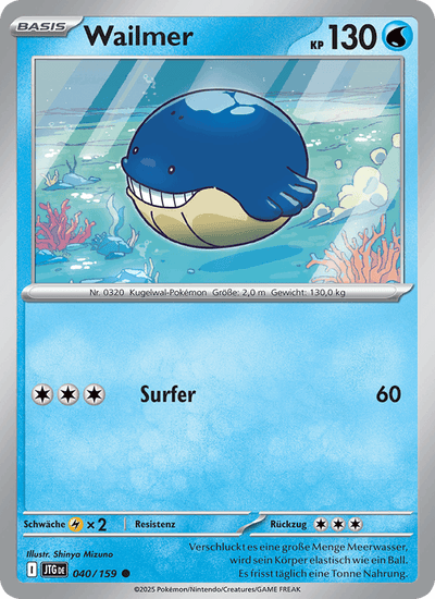 Wailmer 040/159 Reisegefährten Pokémon Karte